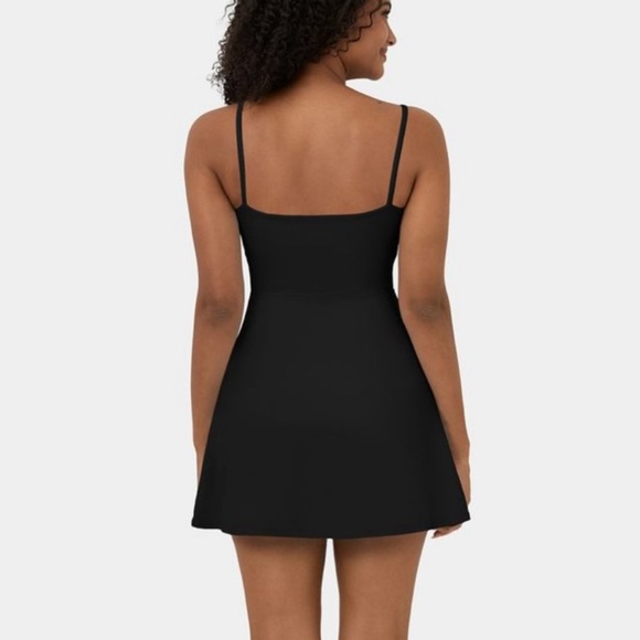 Halara Mini Flare Dress M Cloudful Square Neck Corset Backless 2-in-1 Black NWT - Picture 3 of 8